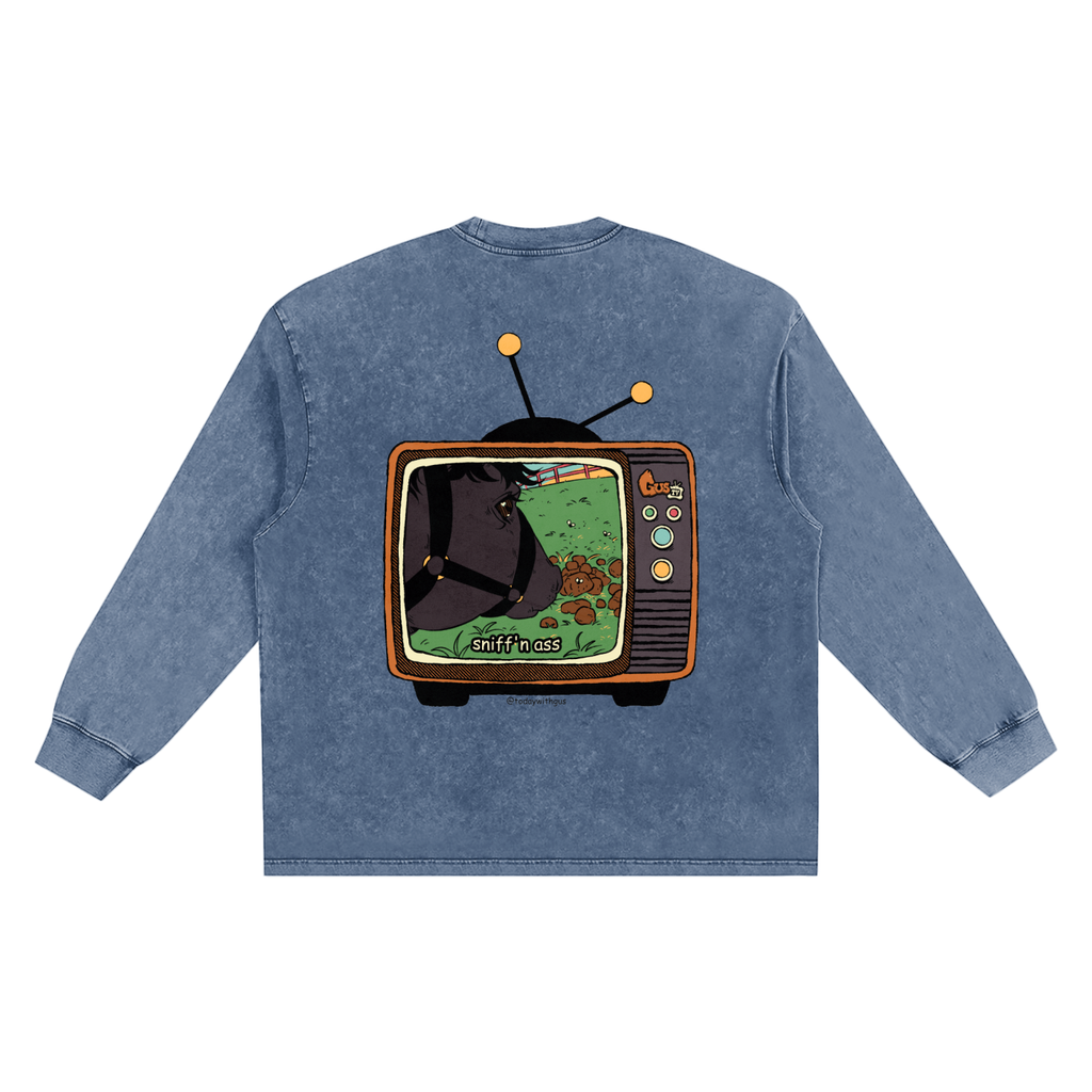 "sniff'n ass" Snow Washed Frayed Edge T-Shirt