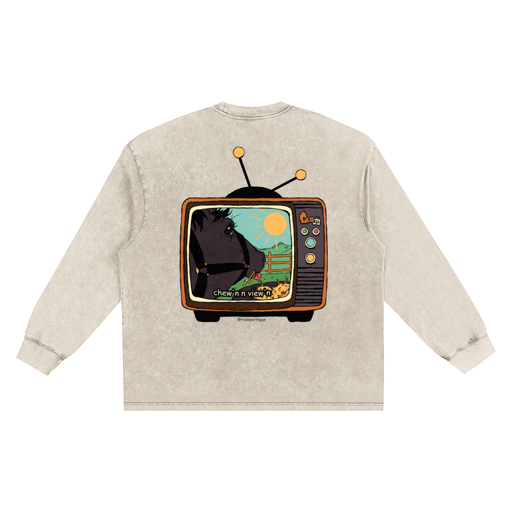 "chew'n n view'n" Snow Washed Frayed Edge T-Shirt