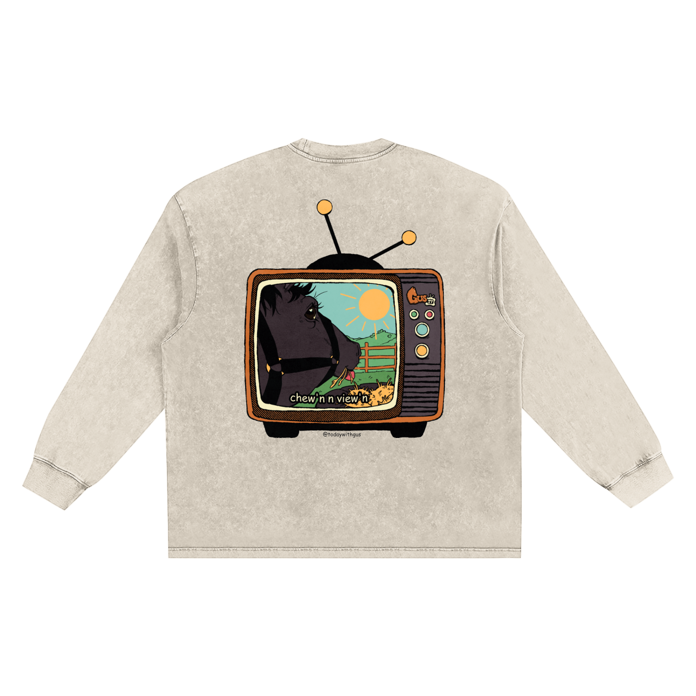 "chew'n n view'n" Snow Washed Frayed Edge T-Shirt