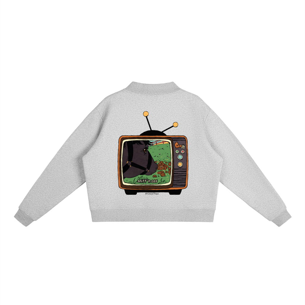 "sniff'n ass" Fleece Mock-Neck Crew Sweatshirt