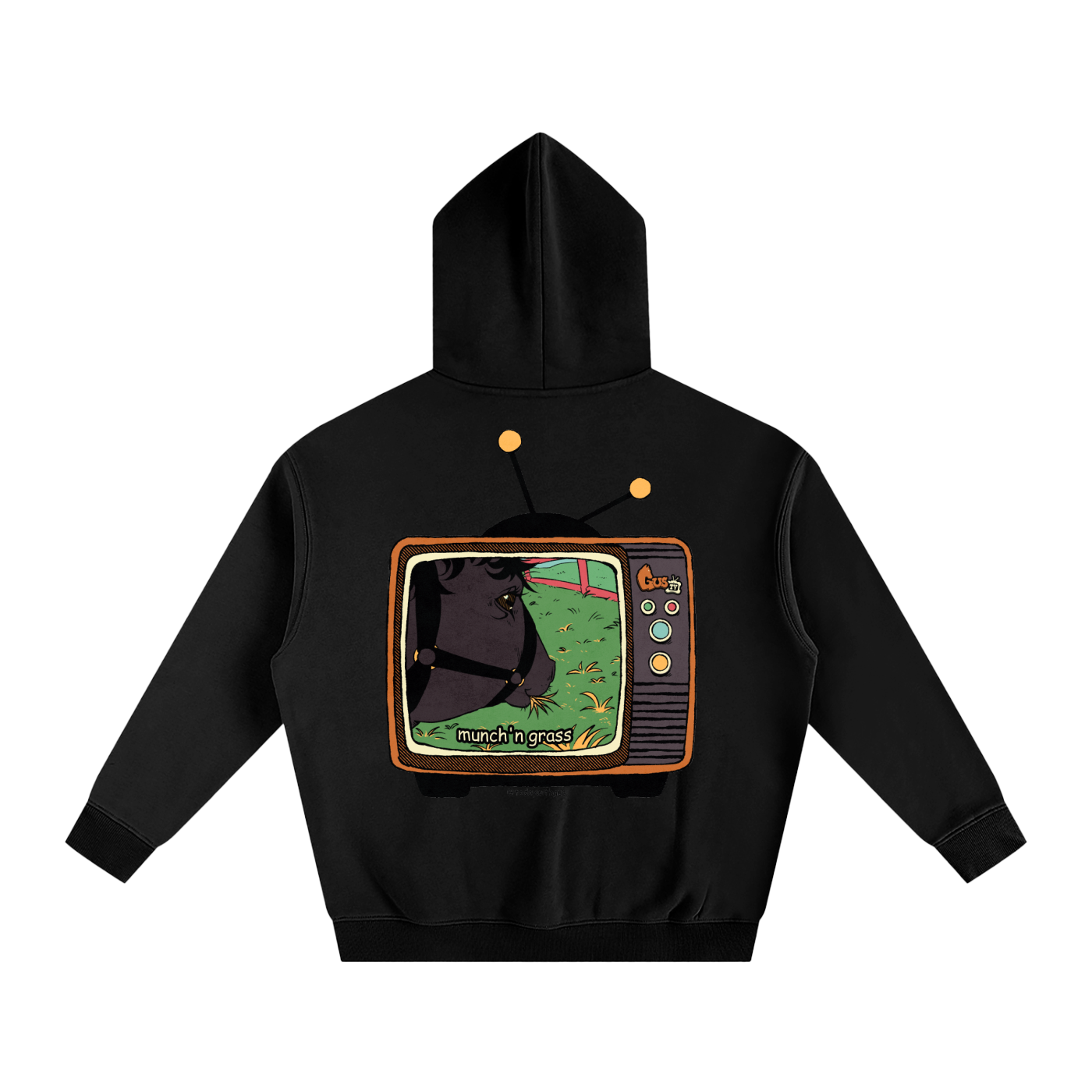 "munch'n grass" Oversize Fleeced Hoodie