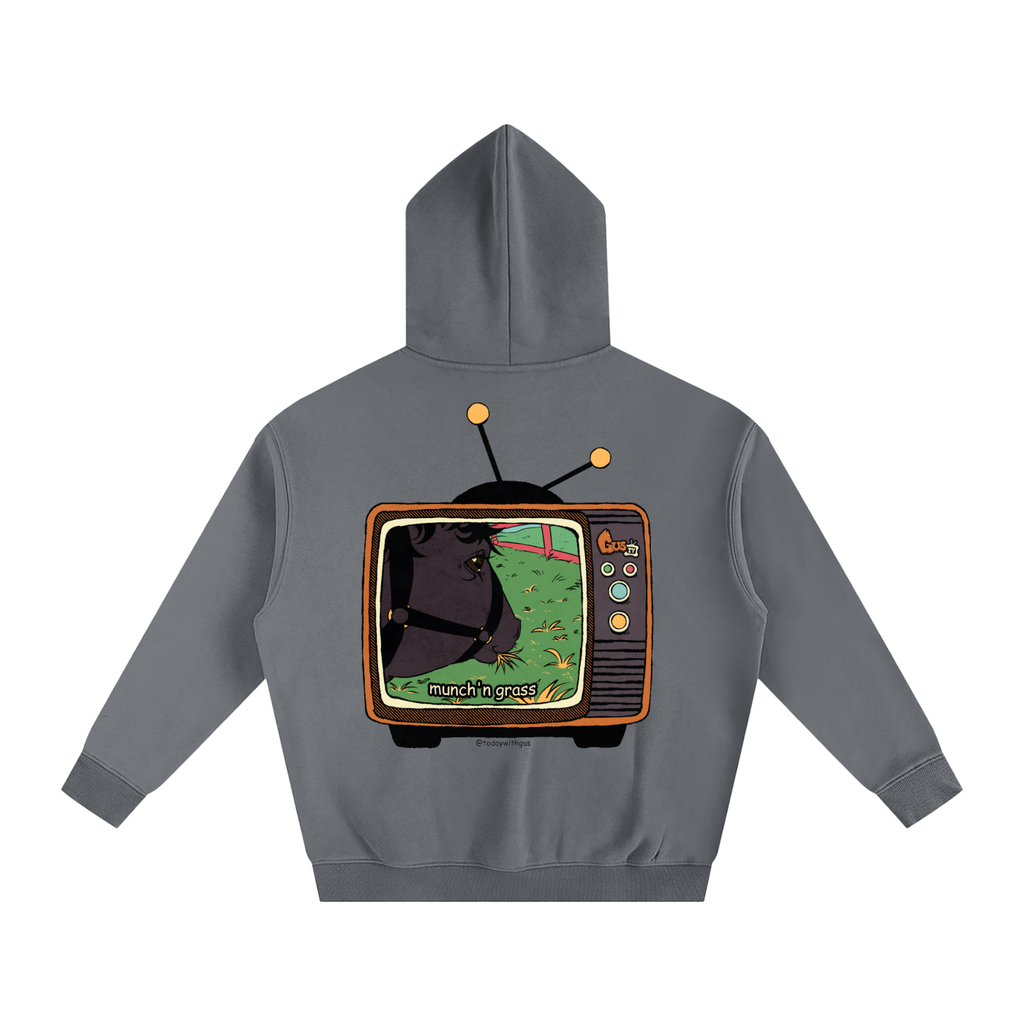 "munch'n grass" Oversize Fleeced Hoodie