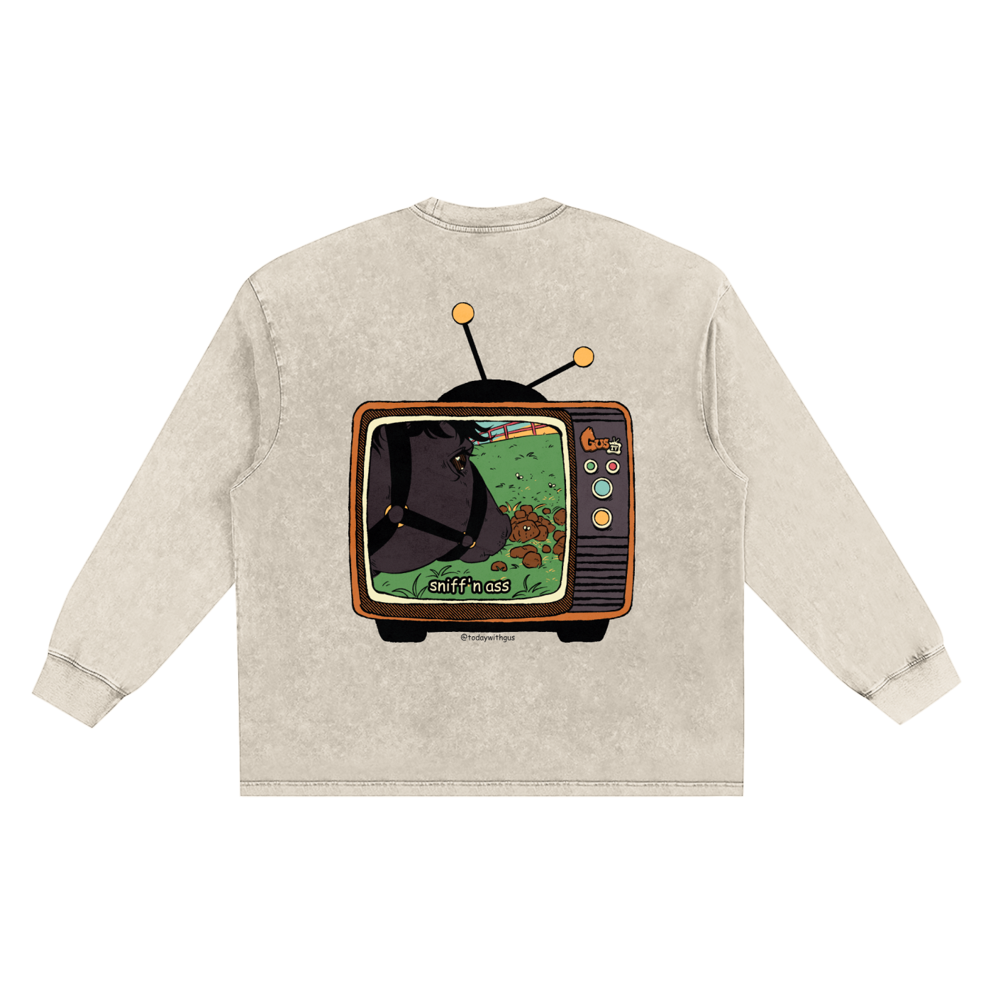 "sniff'n ass" Snow Washed Frayed Edge T-Shirt