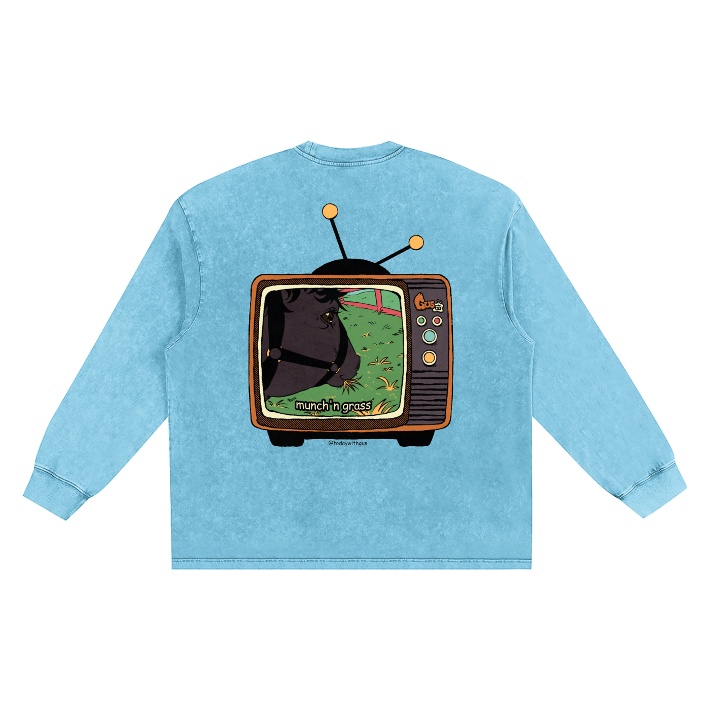 "munch'n grass" Snow Washed Frayed Edge T-Shirt