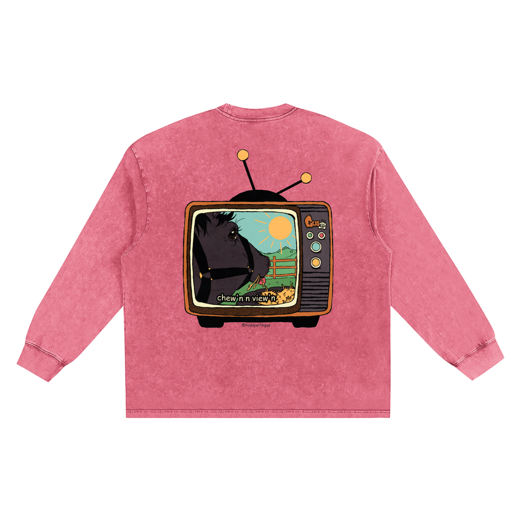 "chew'n n view'n" Snow Washed Frayed Edge T-Shirt