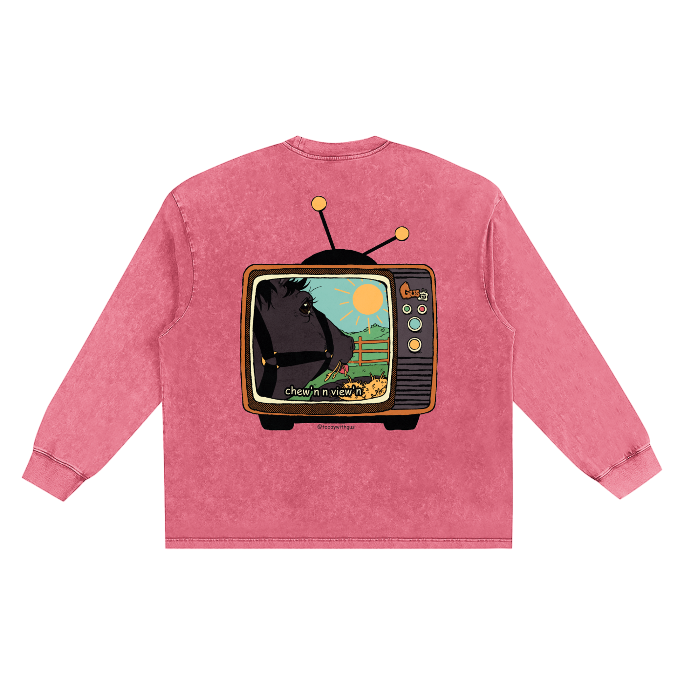 "chew'n n view'n" Snow Washed Frayed Edge T-Shirt