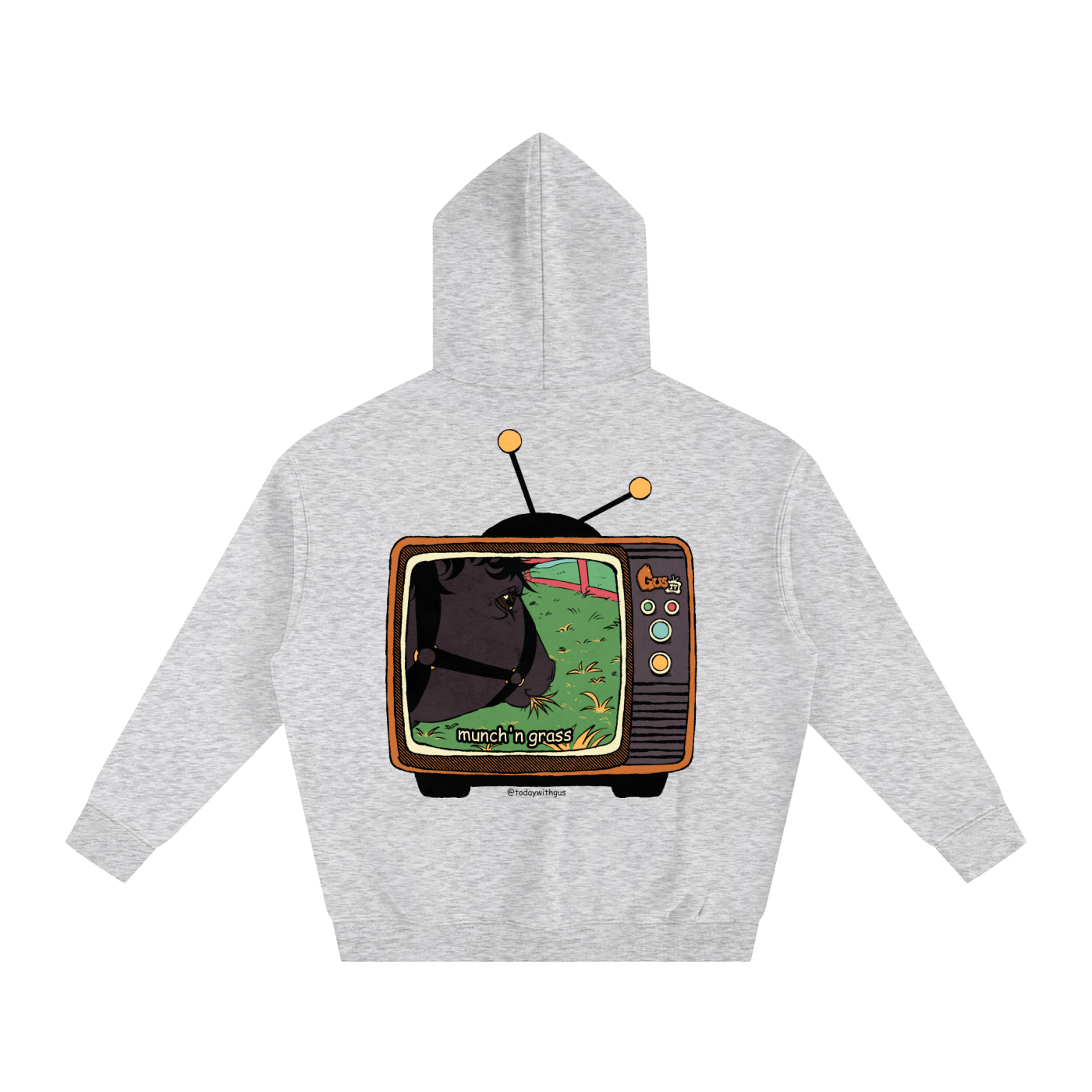 "munch'n grass" Oversize Fleeced Hoodie