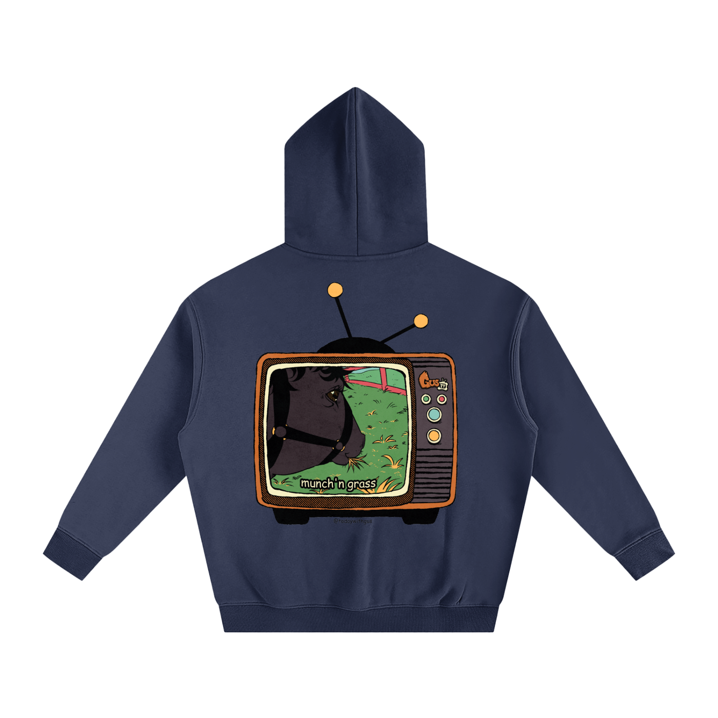 "munch'n grass" Oversize Fleeced Hoodie