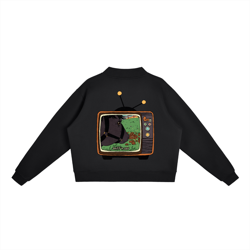 "sniff'n ass" Fleece Mock-Neck Crew Sweatshirt