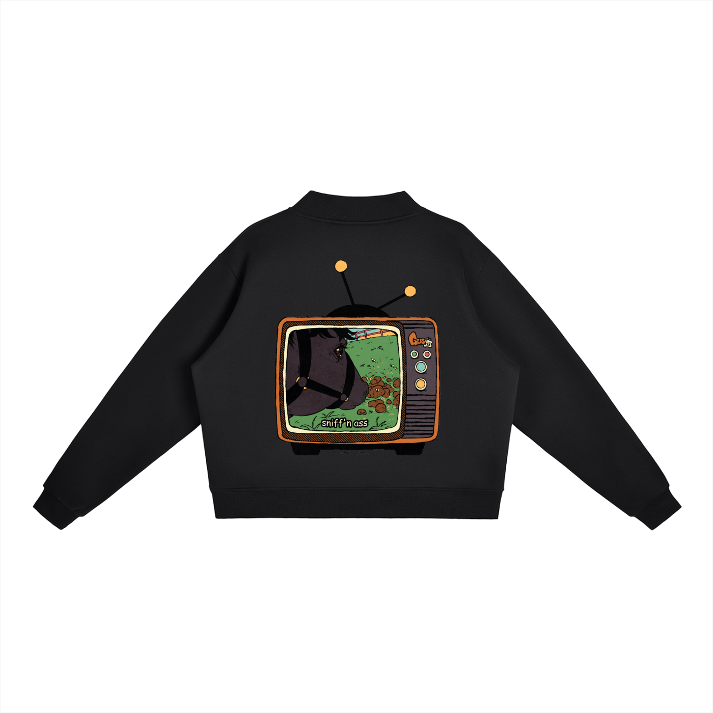 "sniff'n ass" Fleece Mock-Neck Crew Sweatshirt