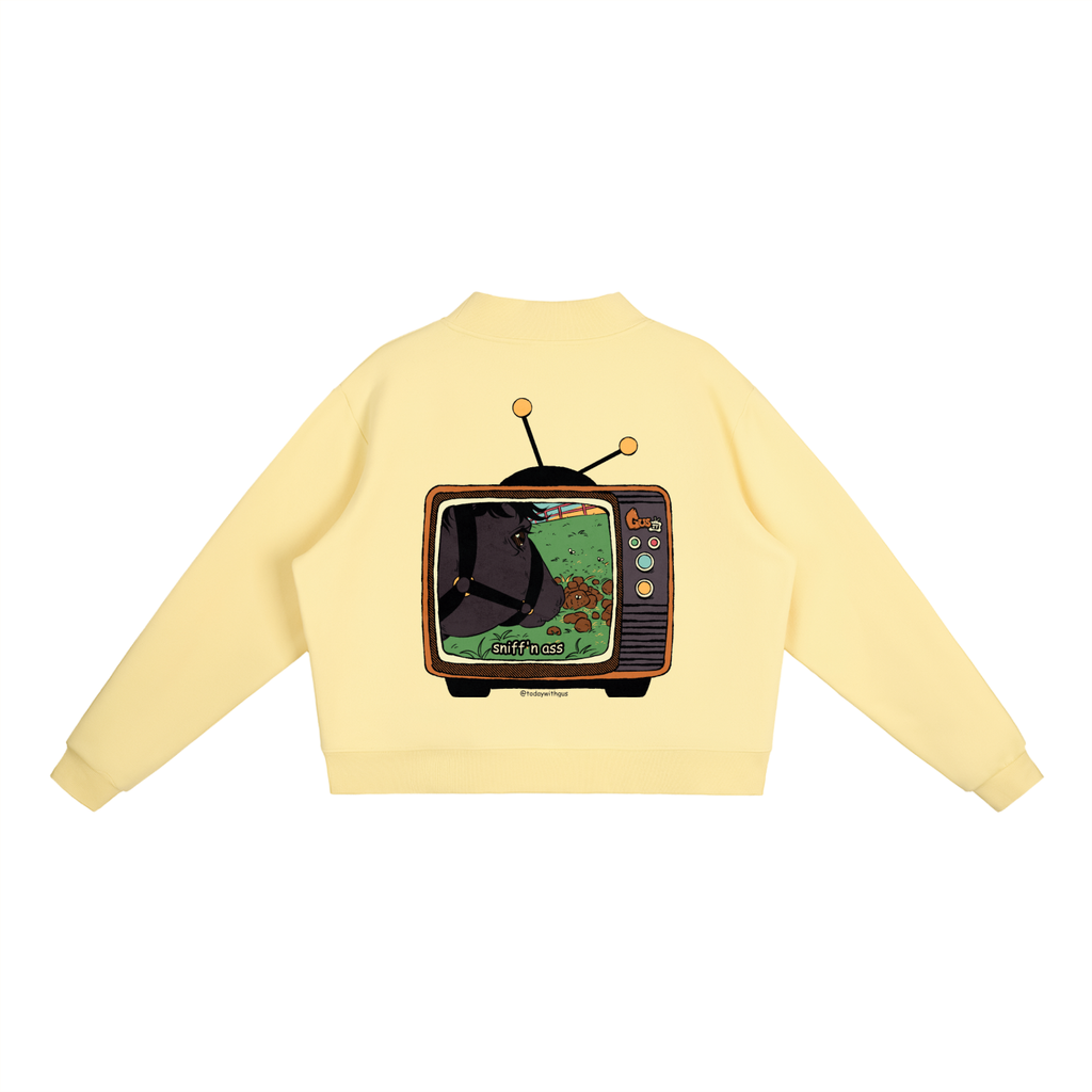 "sniff'n ass" Fleece Mock-Neck Crew Sweatshirt