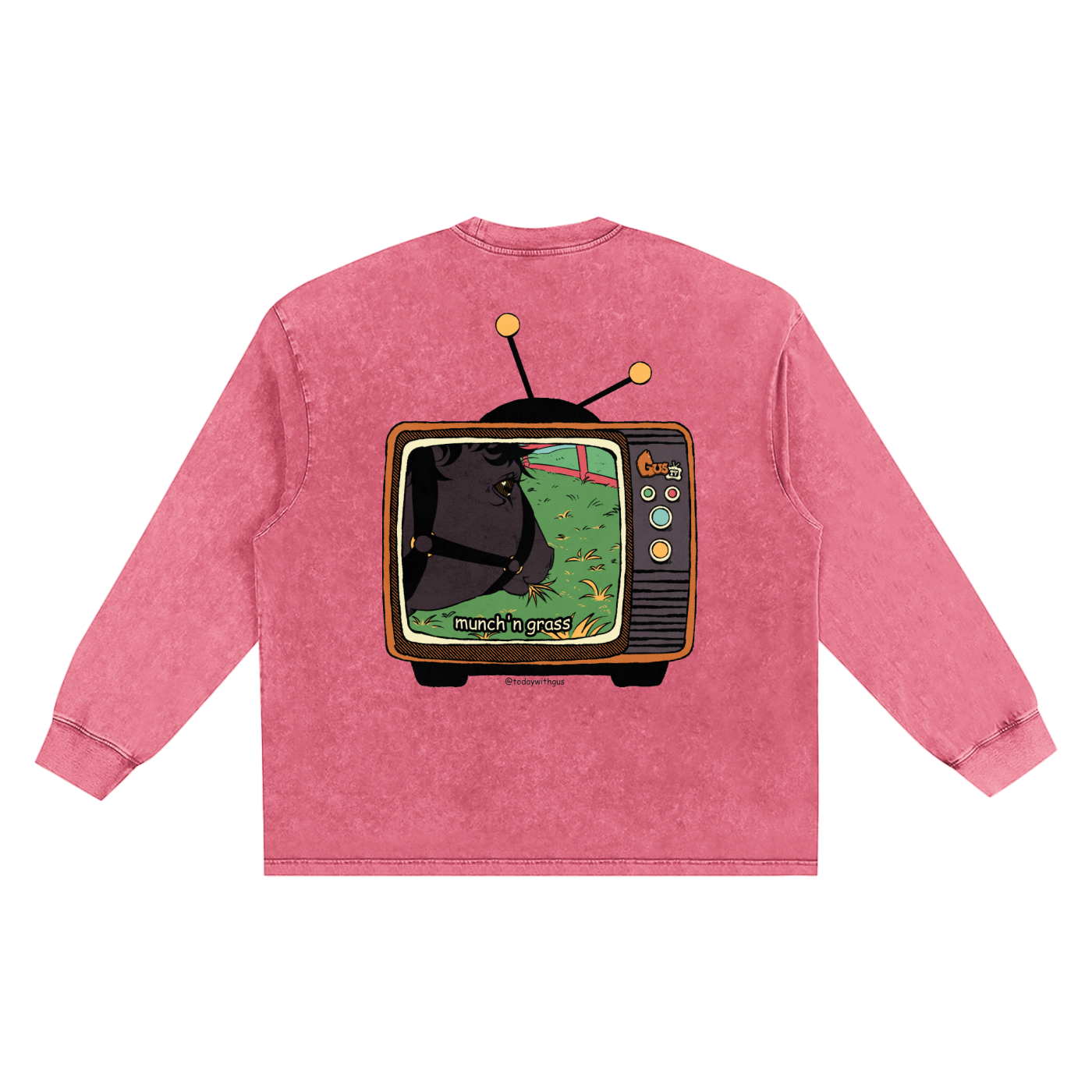 "munch'n grass" Snow Washed Frayed Edge T-Shirt