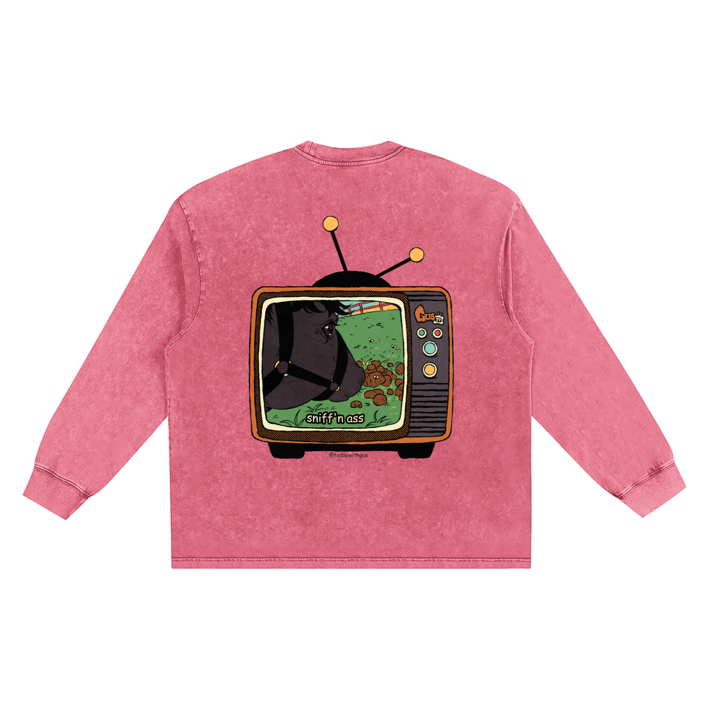 "sniff'n ass" Snow Washed Frayed Edge T-Shirt