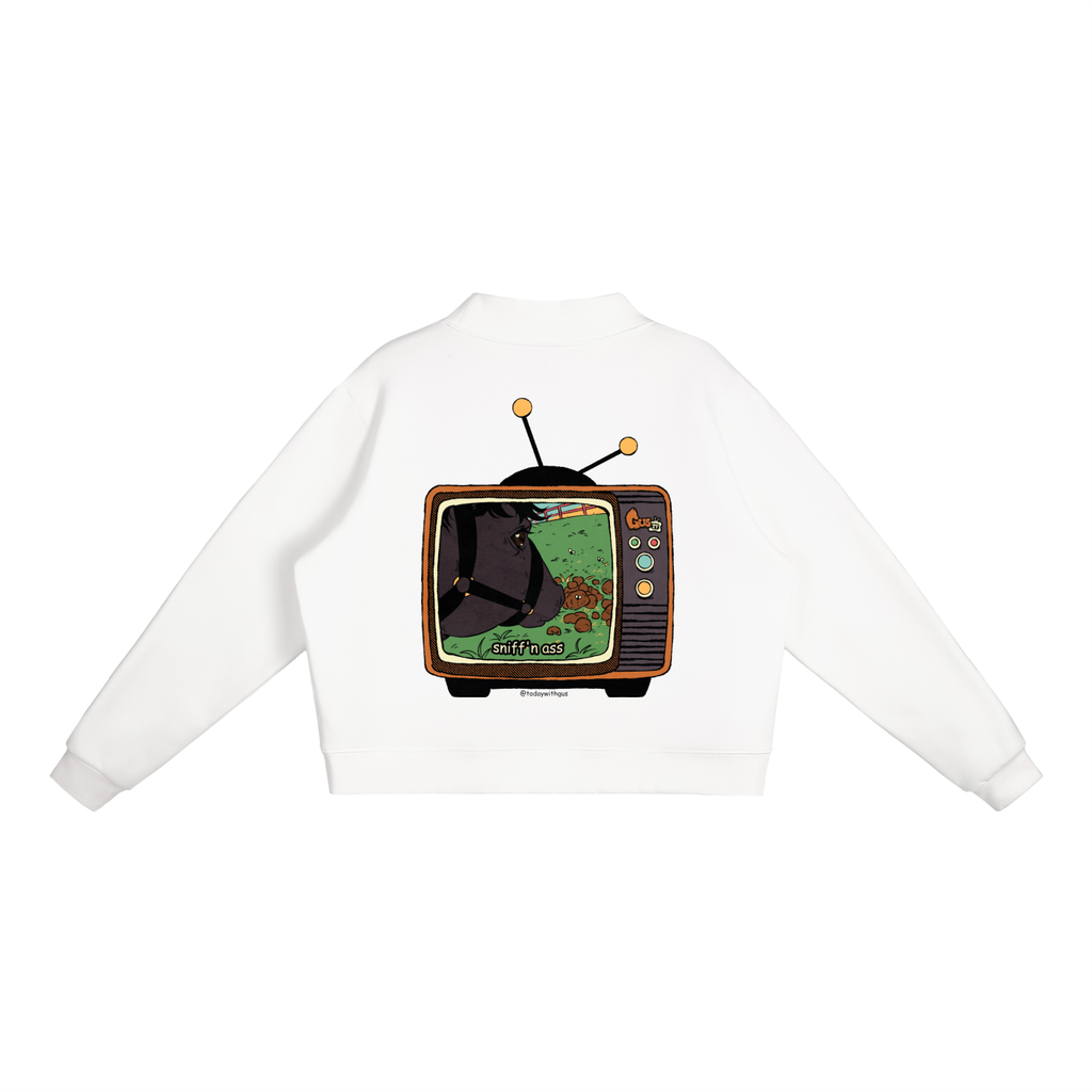 "sniff'n ass" Fleece Mock-Neck Crew Sweatshirt