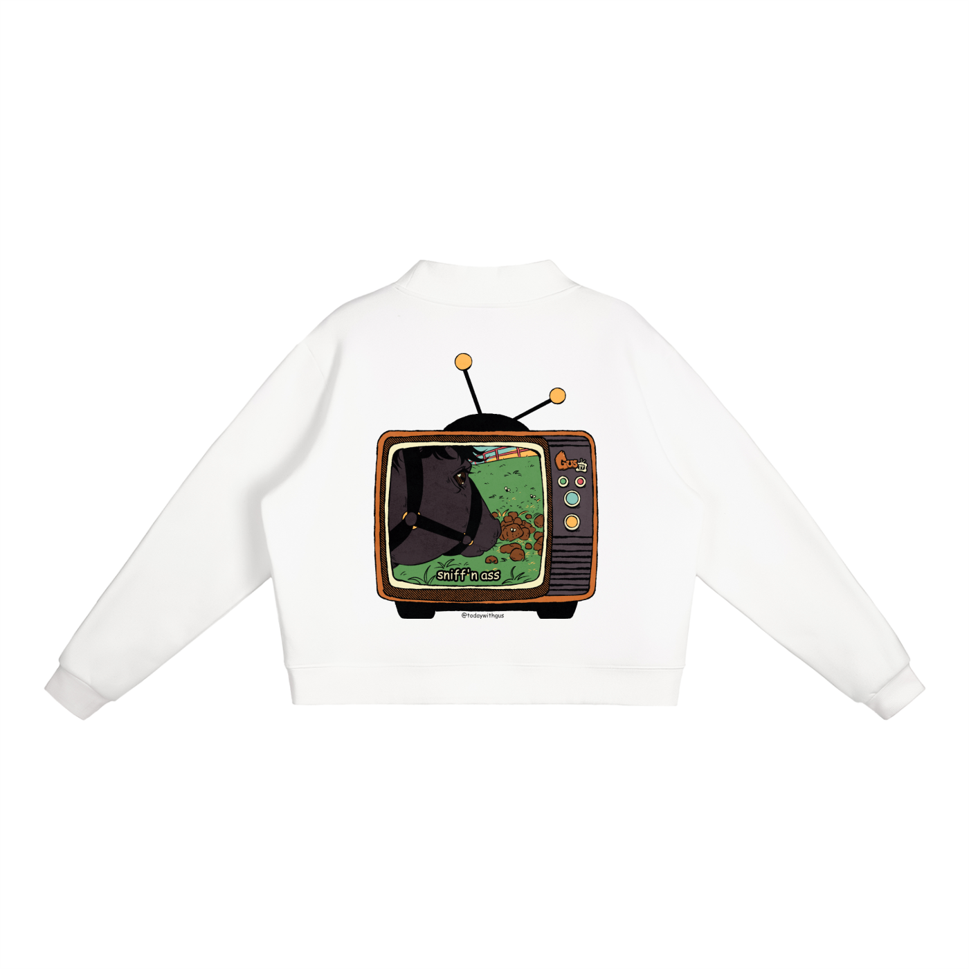 "sniff'n ass" Fleece Mock-Neck Crew Sweatshirt
