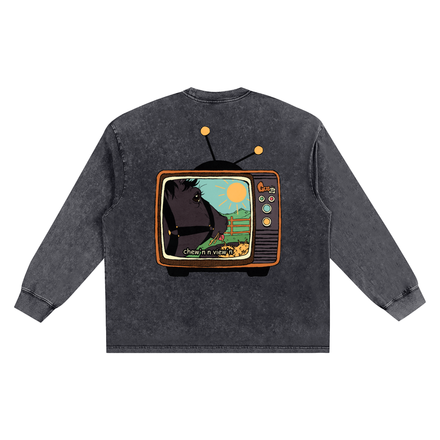 "chew'n n view'n" Snow Washed Frayed Edge T-Shirt