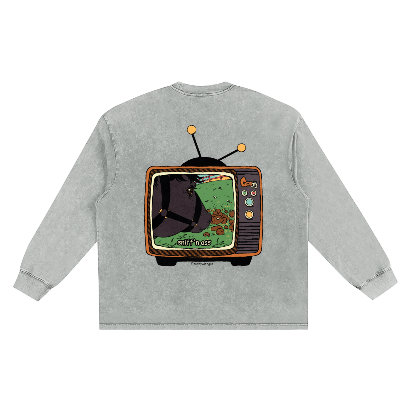 "sniff'n ass" Snow Washed Frayed Edge T-Shirt