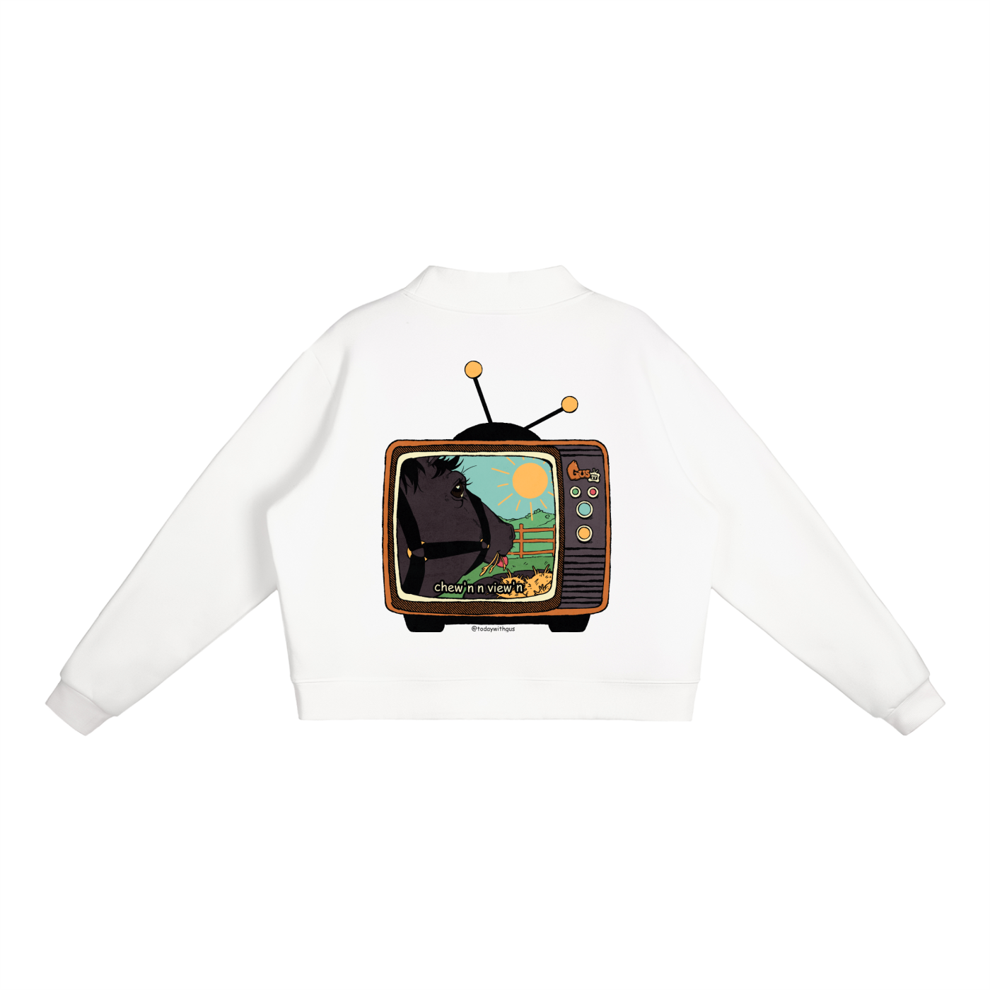 "chew'n n view'n" Mock-Neck Crew Sweatshirt