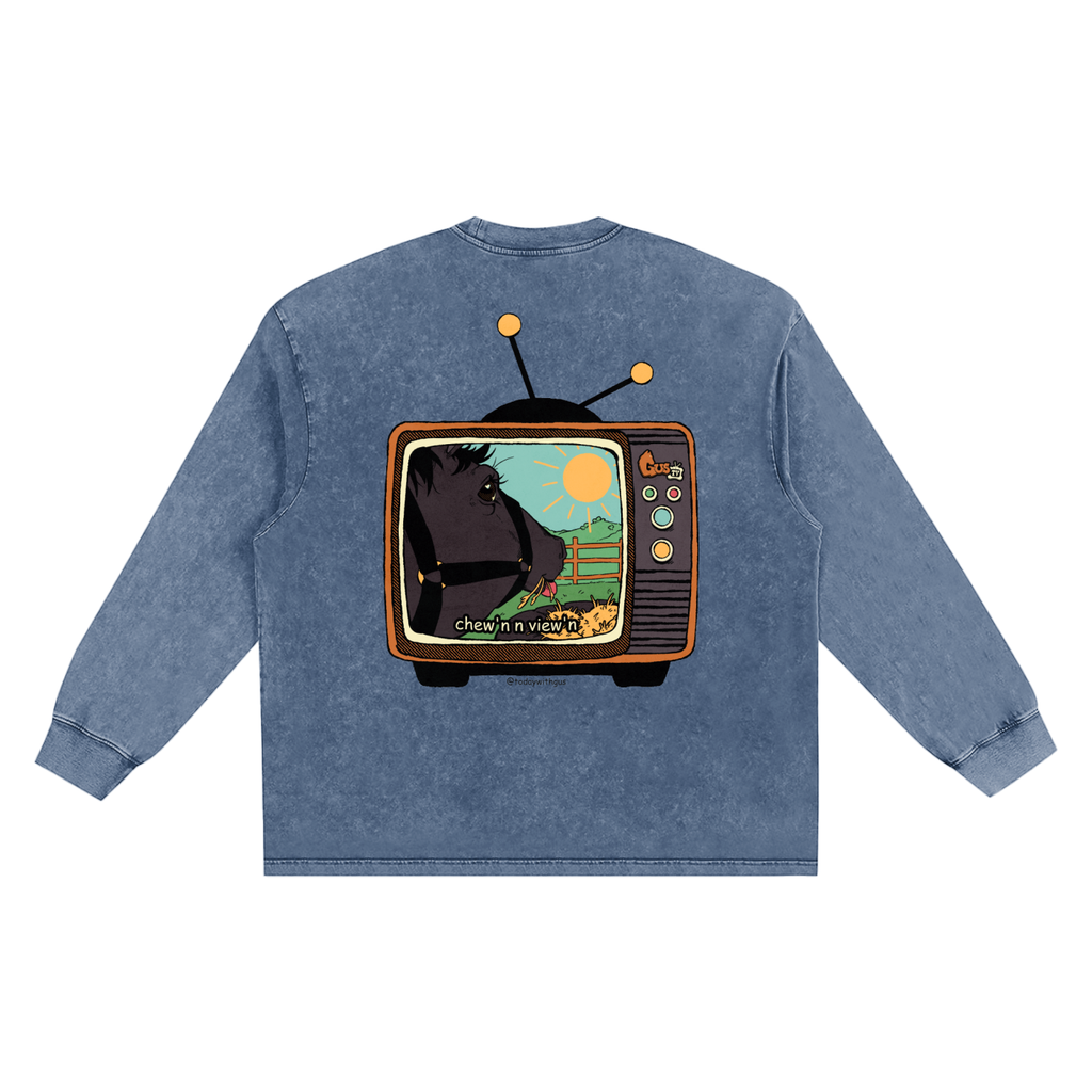 "chew'n n view'n" Snow Washed Frayed Edge T-Shirt