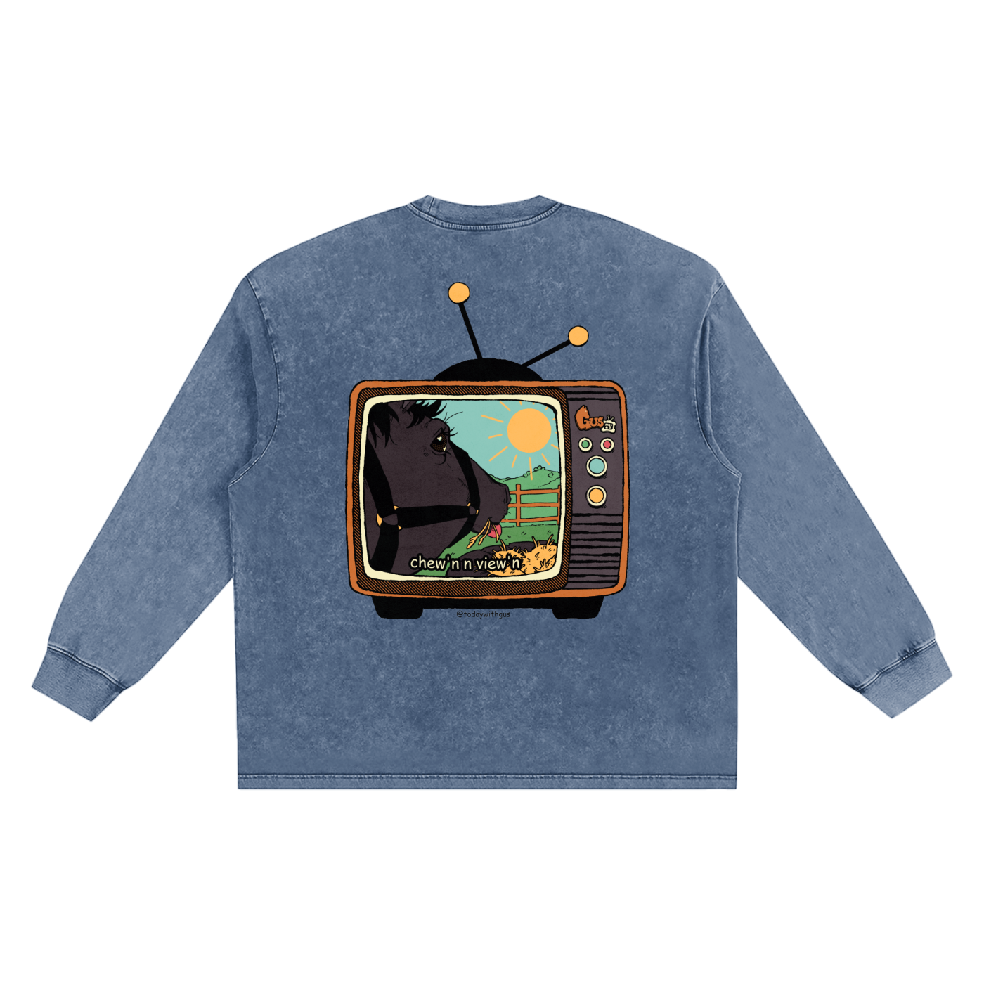 "chew'n n view'n" Snow Washed Frayed Edge T-Shirt
