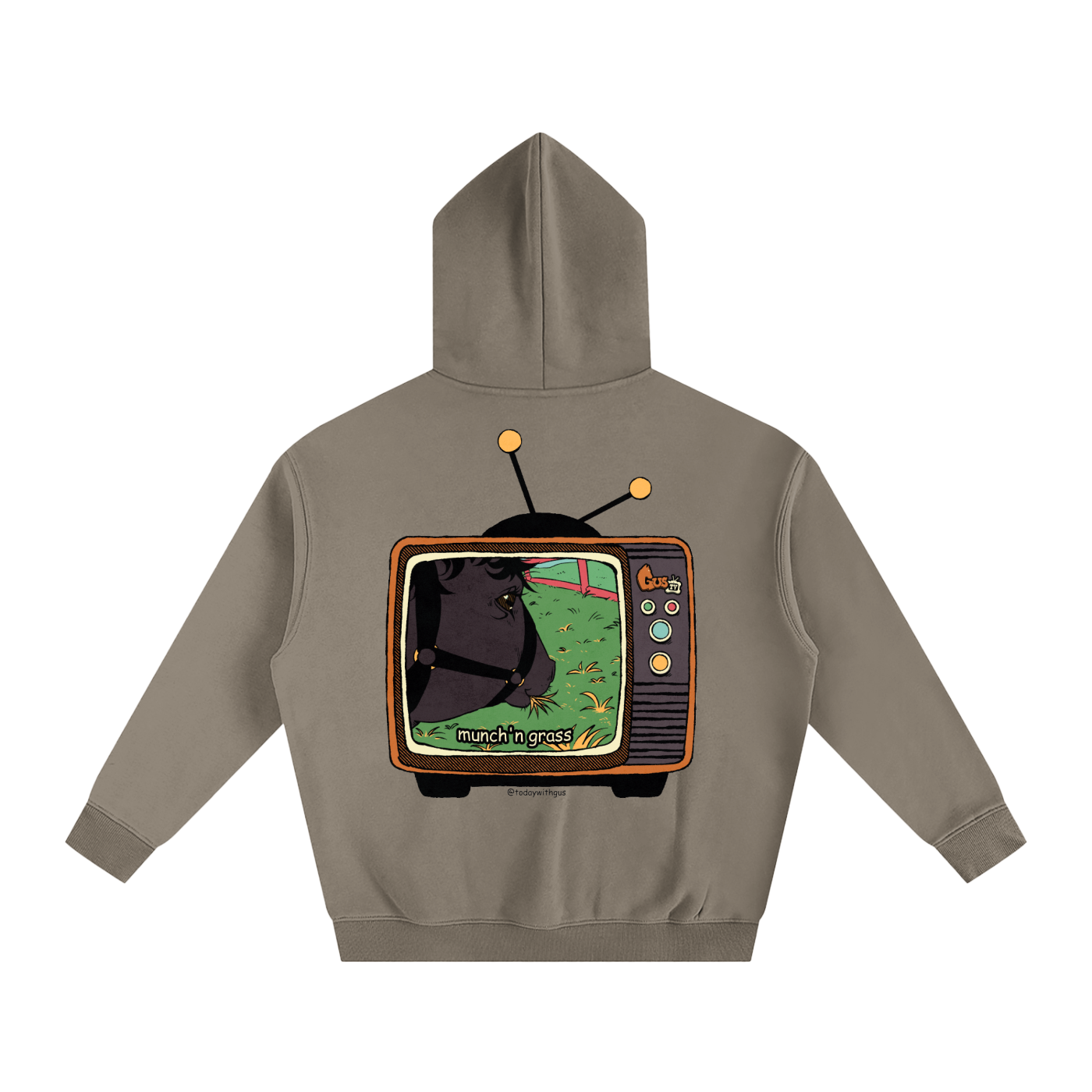 "munch'n grass" Oversize Fleeced Hoodie