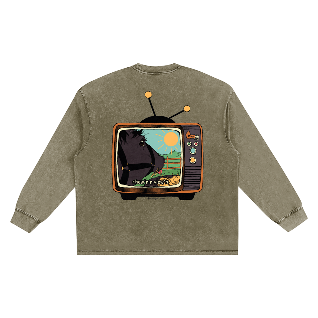 "chew'n n view'n" Snow Washed Frayed Edge T-Shirt