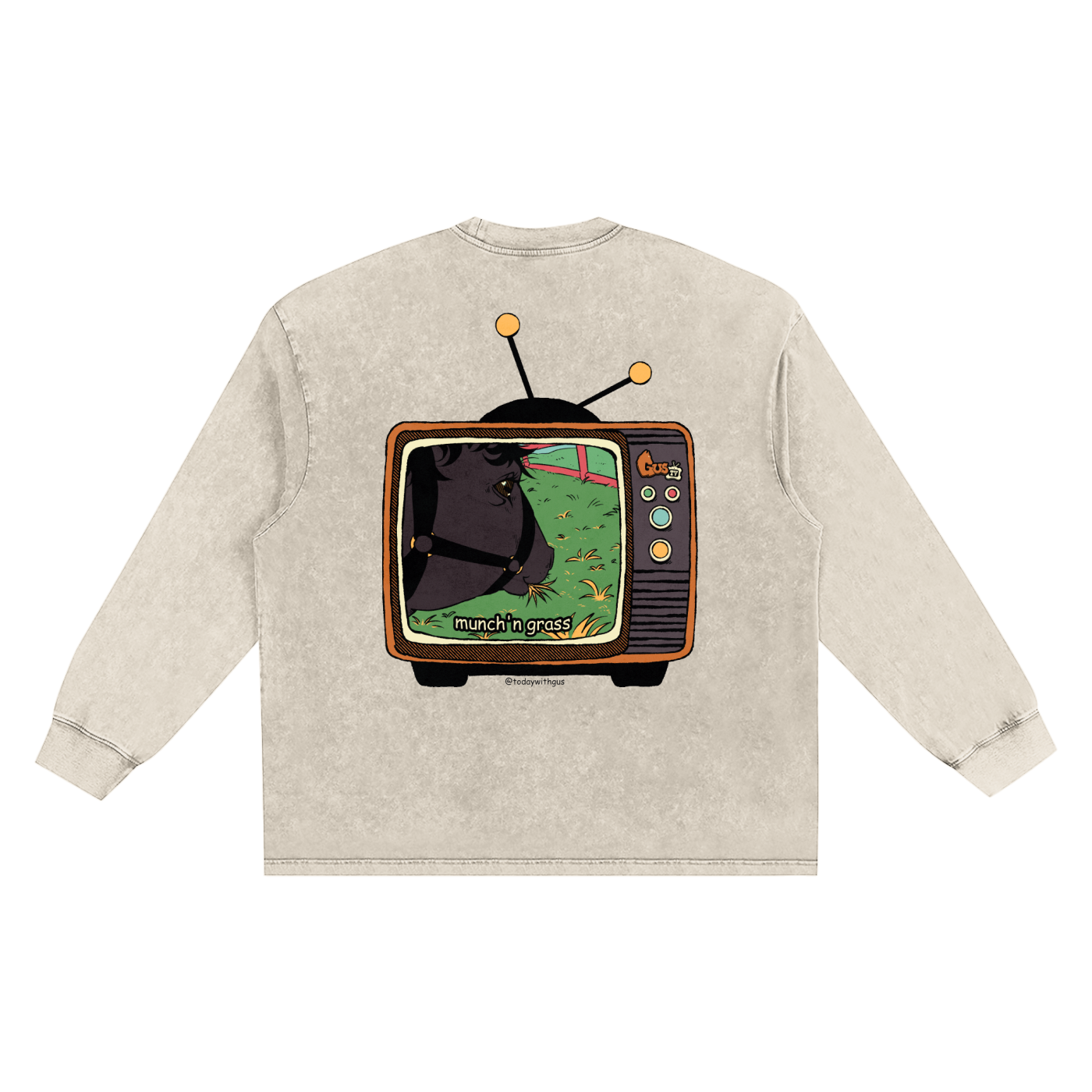 "munch'n grass" Snow Washed Frayed Edge T-Shirt