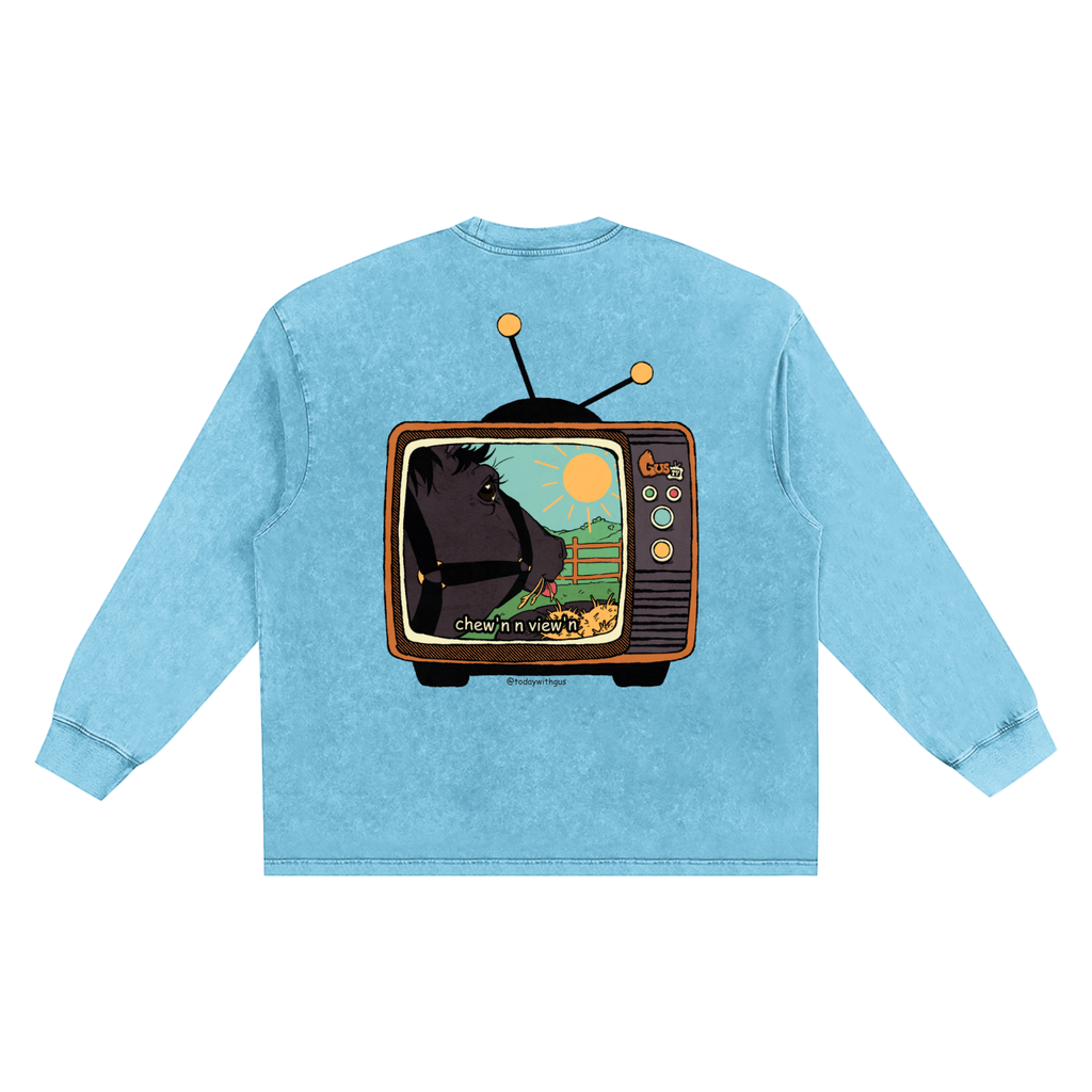 "chew'n n view'n" Snow Washed Frayed Edge T-Shirt