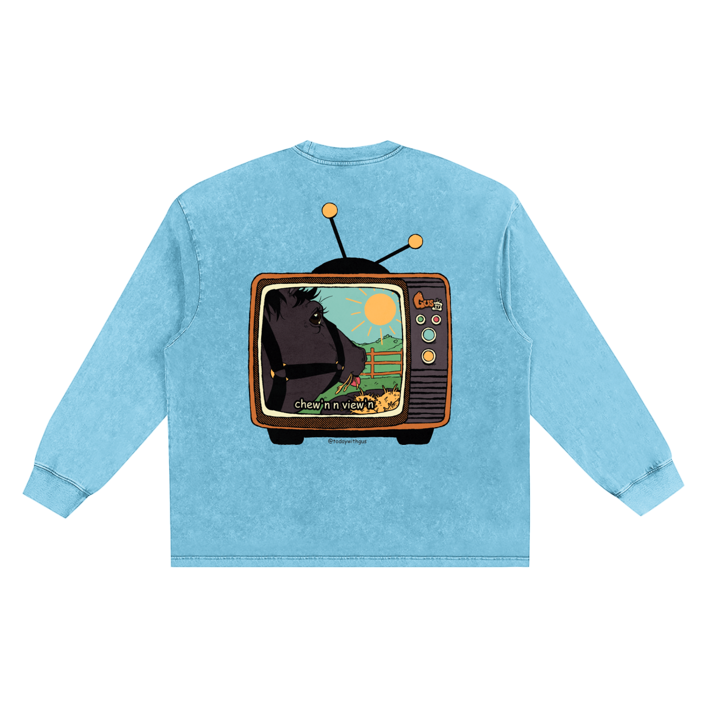 "chew'n n view'n" Snow Washed Frayed Edge T-Shirt