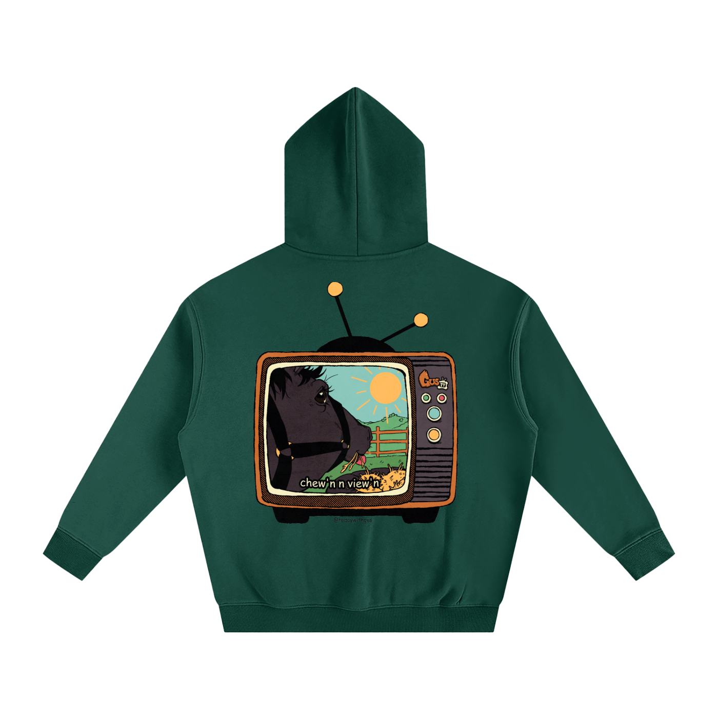 "chew'n n view'n" Oversize Fleeced Hoodie