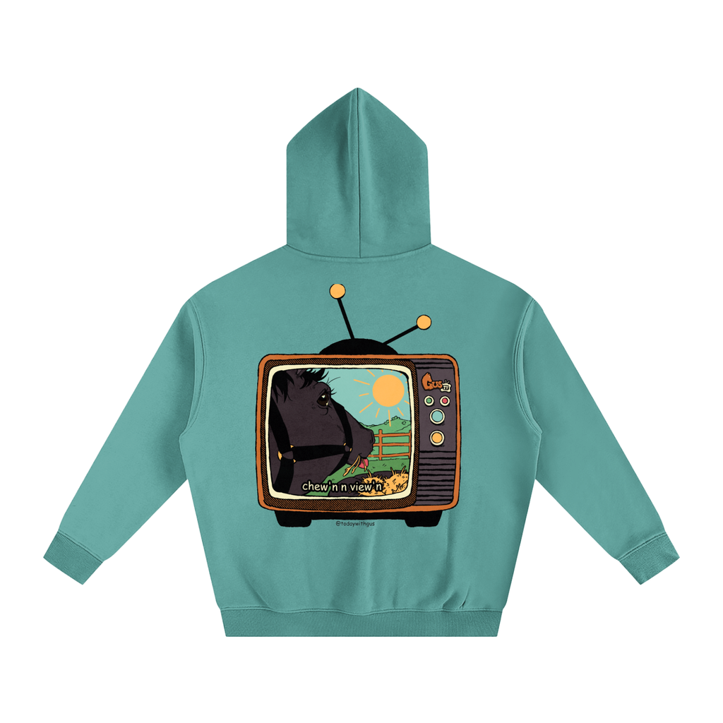 "chew'n n view'n" Oversize Fleeced Hoodie