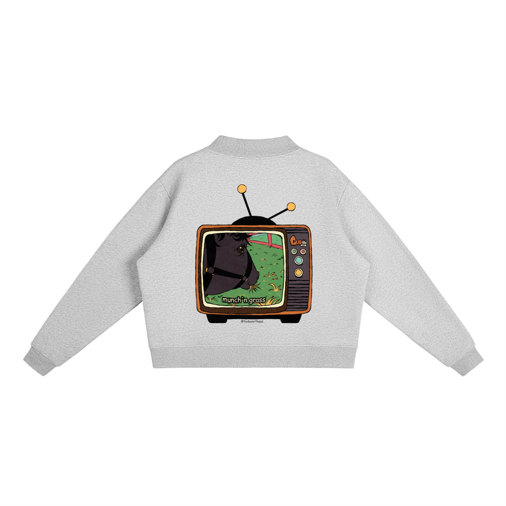 "munch'n grass" Mock-Neck Crew Sweatshirt