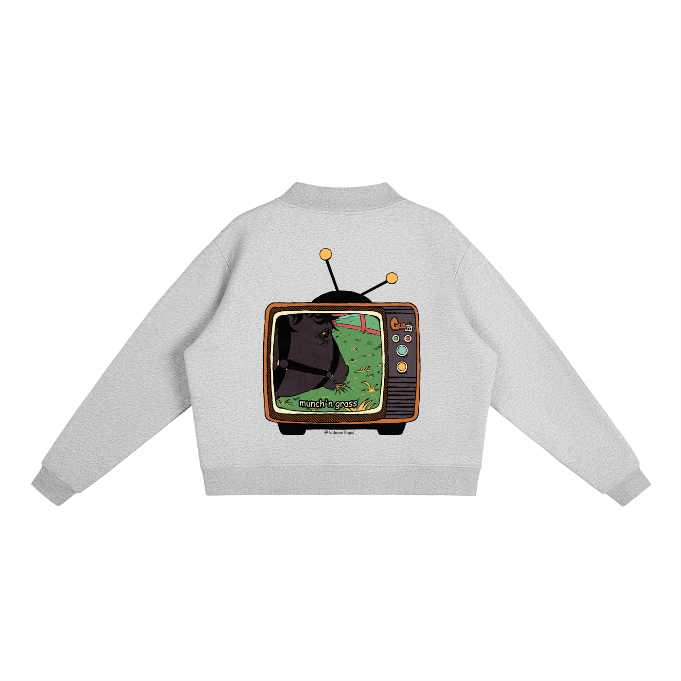 "munch'n grass" Mock-Neck Crew Sweatshirt