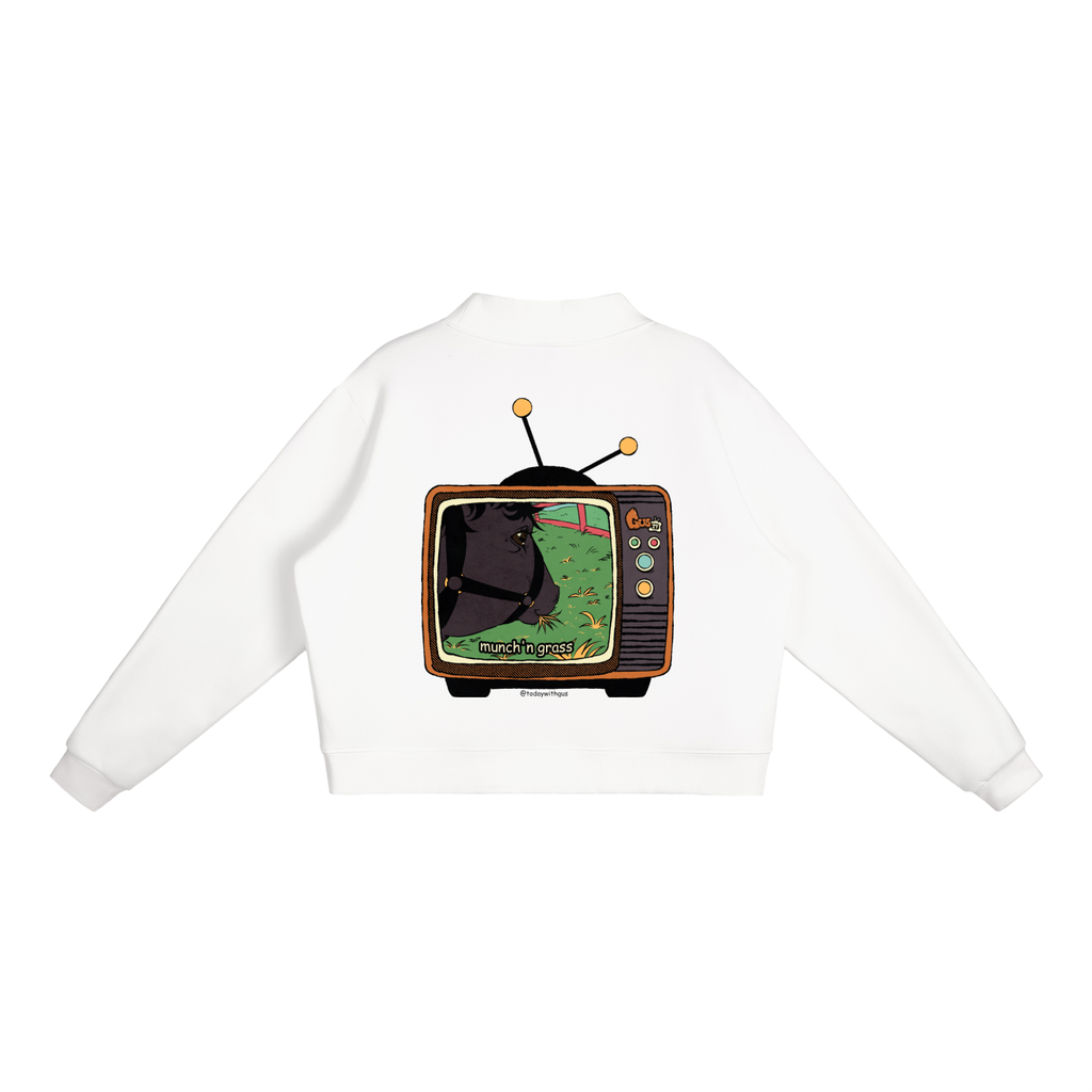"munch'n grass" Mock-Neck Crew Sweatshirt