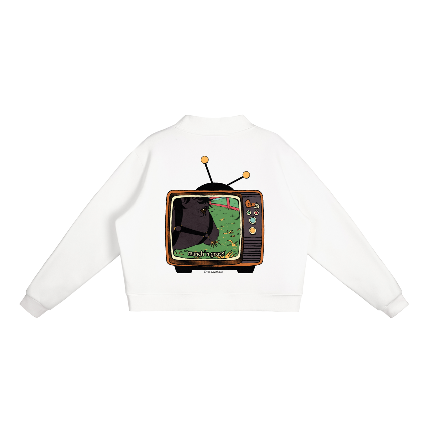 "munch'n grass" Mock-Neck Crew Sweatshirt