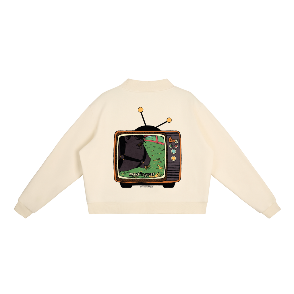 "munch'n grass" Mock-Neck Crew Sweatshirt