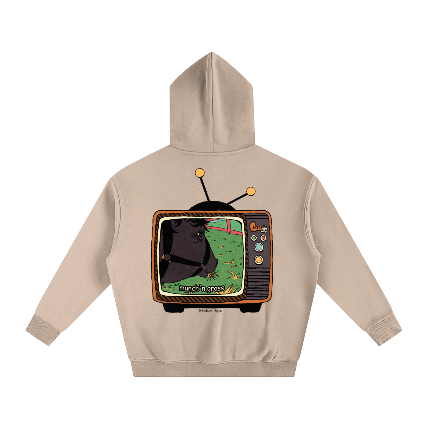 "munch'n grass" Oversize Fleeced Hoodie