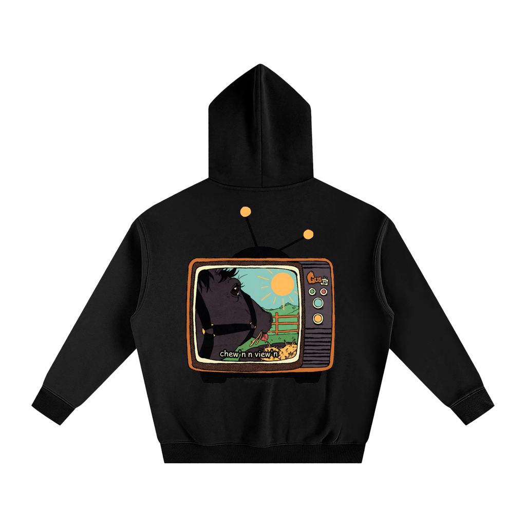 "chew'n n view'n" Oversize Fleeced Hoodie