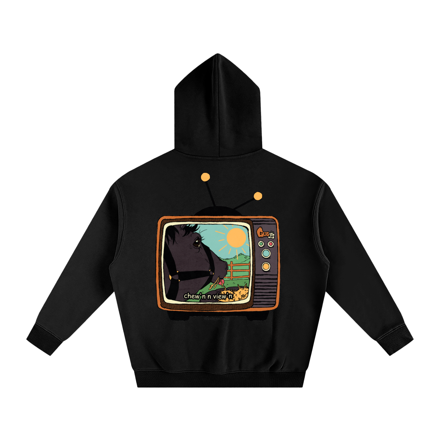 "chew'n n view'n" Oversize Fleeced Hoodie