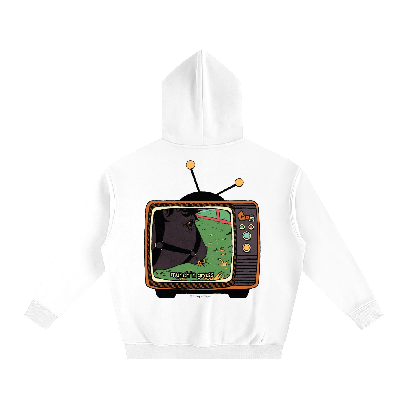 "munch'n grass" Oversize Fleeced Hoodie