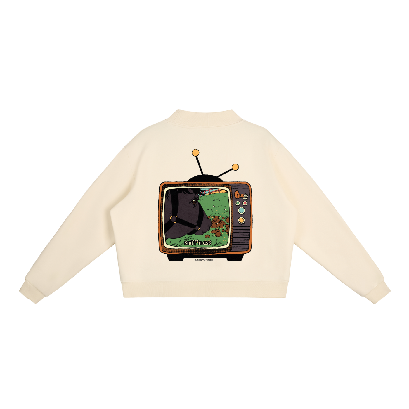 "sniff'n ass" Fleece Mock-Neck Crew Sweatshirt