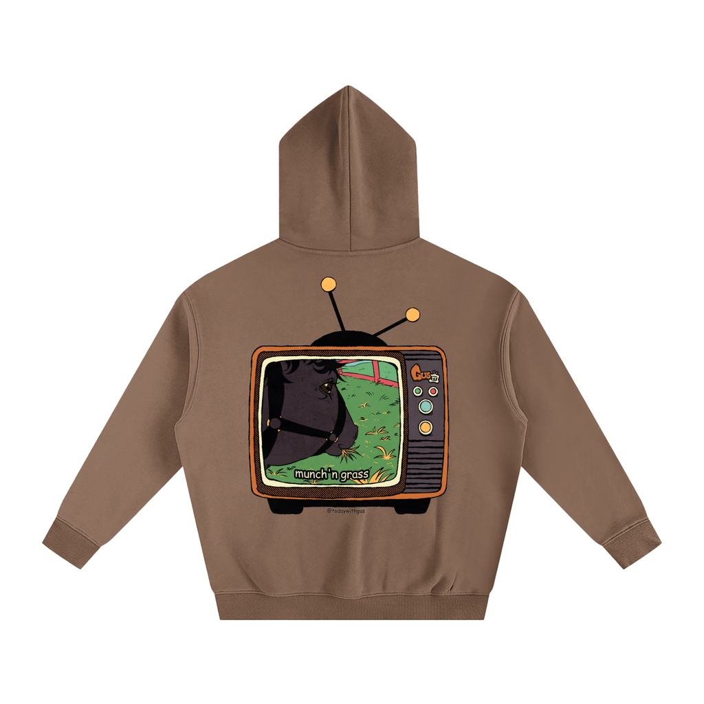 "munch'n grass" Oversize Fleeced Hoodie
