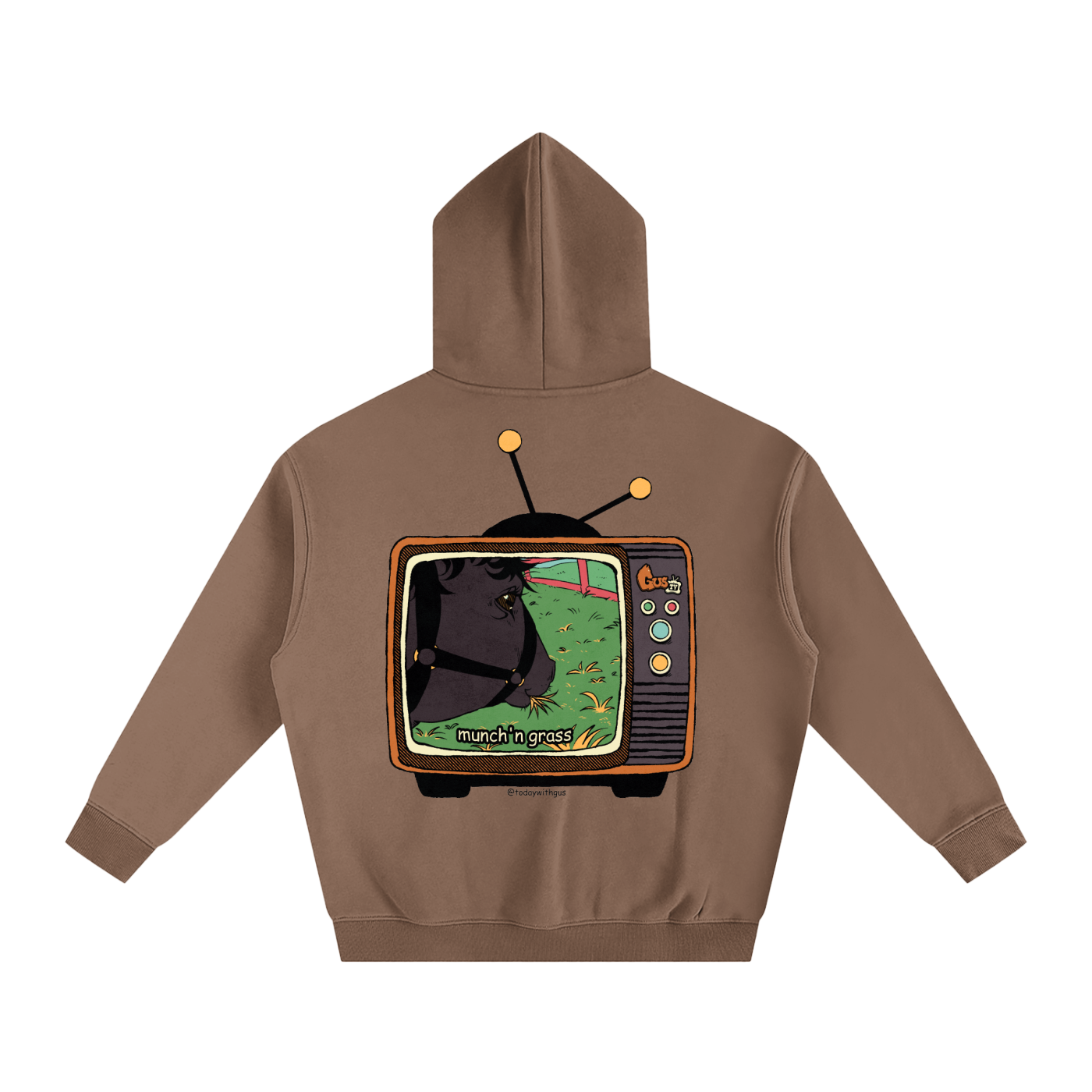 "munch'n grass" Oversize Fleeced Hoodie
