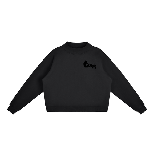 "chew'n n view'n" Mock-Neck Crew Sweatshirt