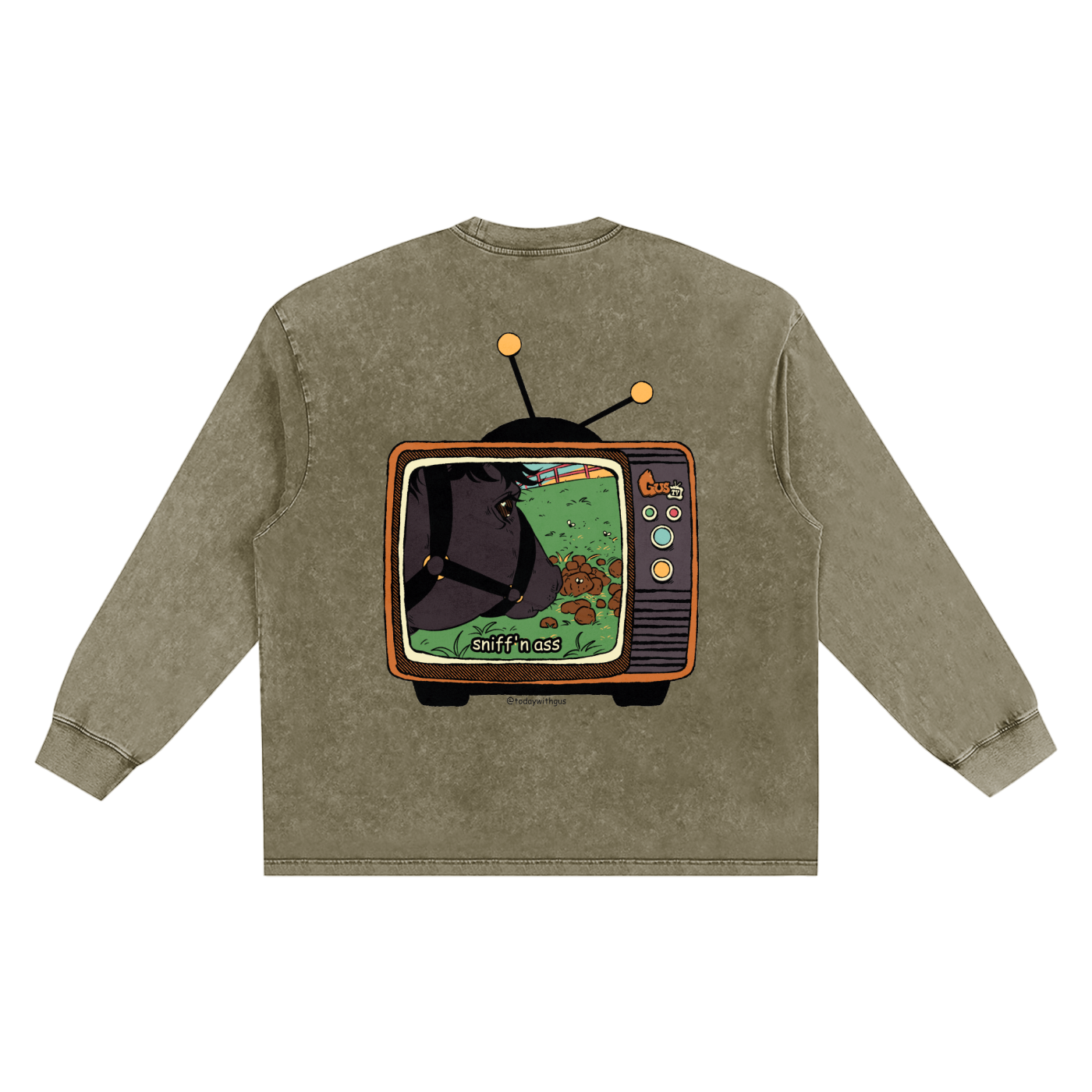 "sniff'n ass" Snow Washed Frayed Edge T-Shirt