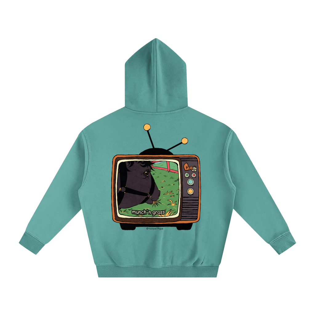 "munch'n grass" Oversize Fleeced Hoodie