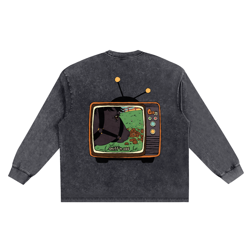 "sniff'n ass" Snow Washed Frayed Edge T-Shirt