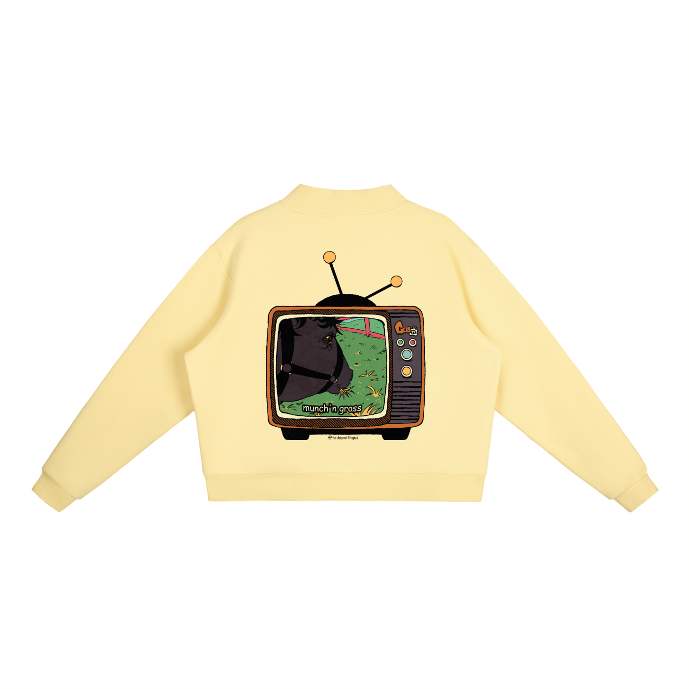 "munch'n grass" Mock-Neck Crew Sweatshirt