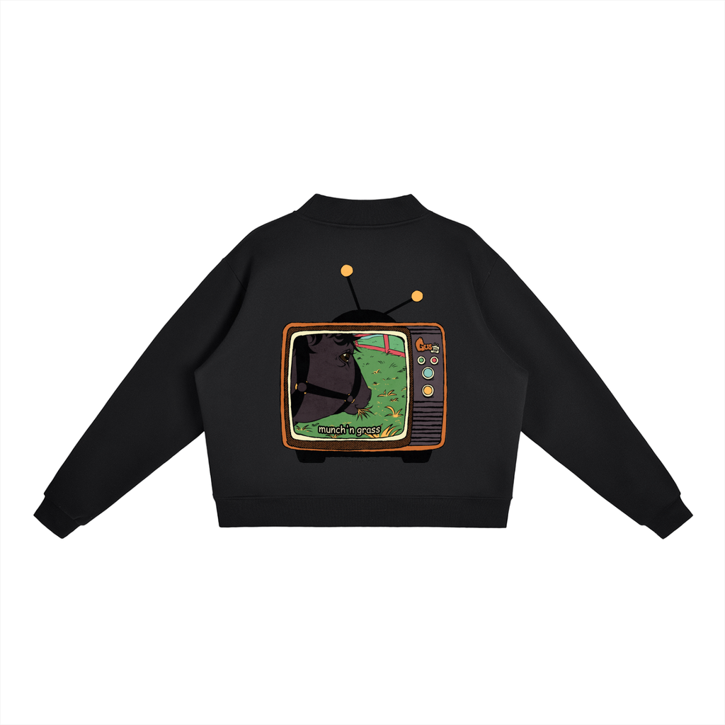 "munch'n grass" Mock-Neck Crew Sweatshirt