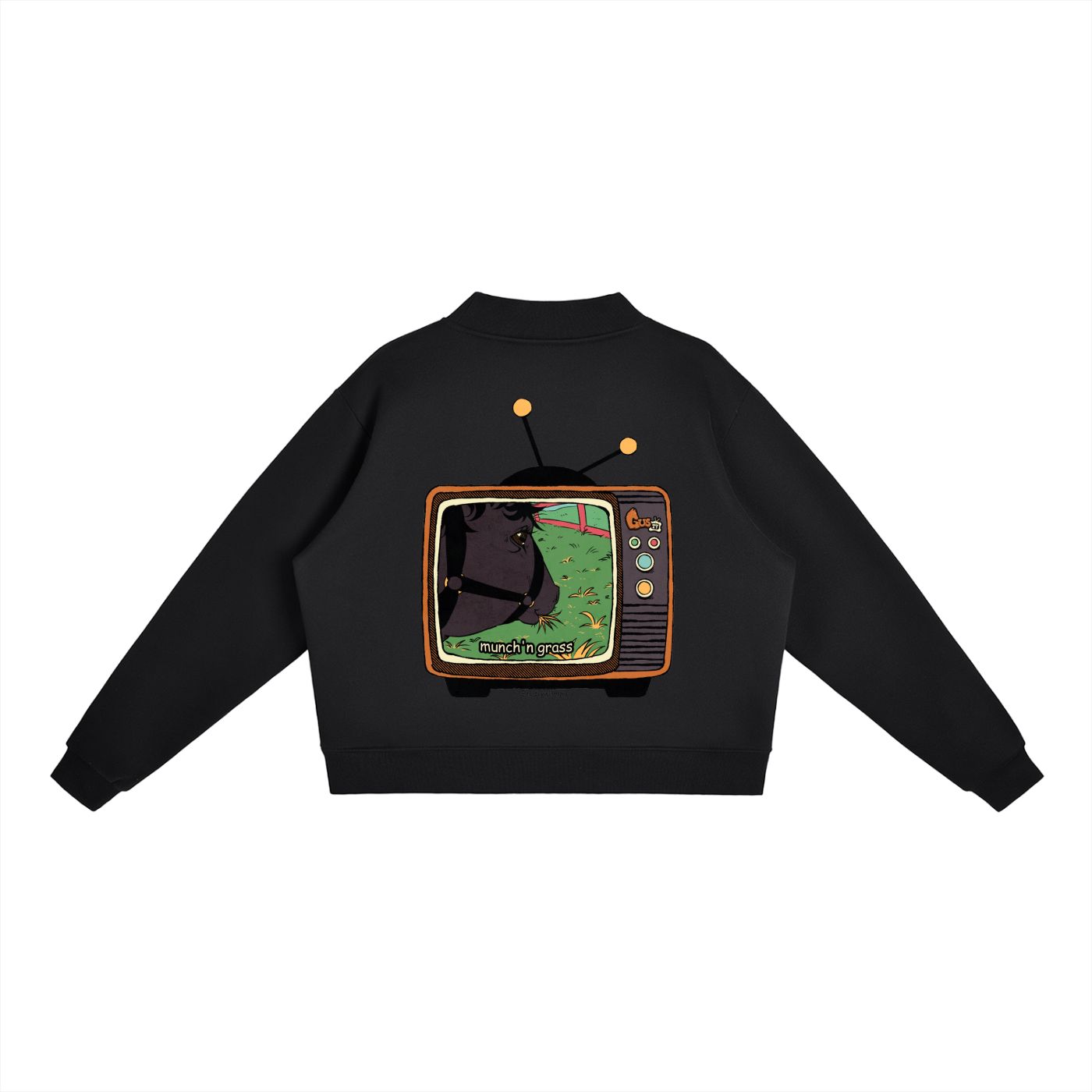 "munch'n grass" Mock-Neck Crew Sweatshirt